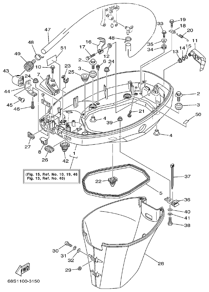 Yamaha FT60B BOTTOM COWLING parts diagram